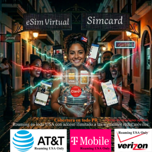 Escoge: Nueva Activación Prepago SimCard física ó eSim Virtual - Planes Celulares Red Claro PR PREPAID (Roaming en USA: At&t, TMobile, Verizon) + Recarga + Envío por USPS o Virtual