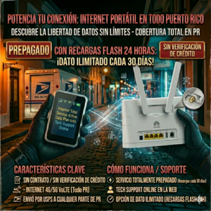 Nueva Activación INTERNET PREPAID - Escoge entre: SimCard Física sola o Bundle con Modem portátil programado - INTERNET PREPAID + Recarga + Envío USPS